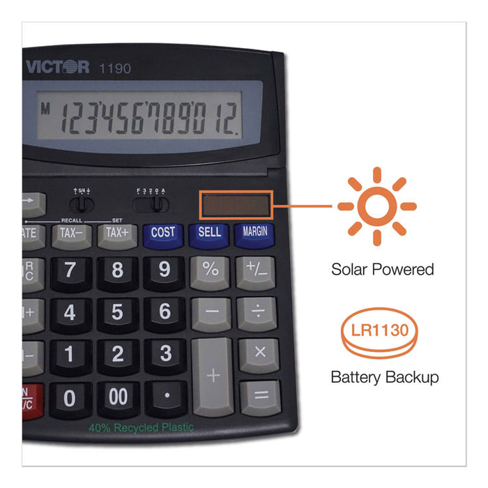1190 Executive Desktop Calculator, 12-Digit LCD