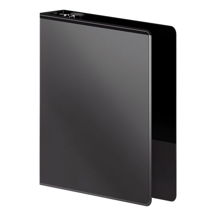 Heavy-Duty Round Ring View Binder with Extra-Durable Hinge, 3 Rings, 1.5" Capacity, 11 x 8.5, Black
