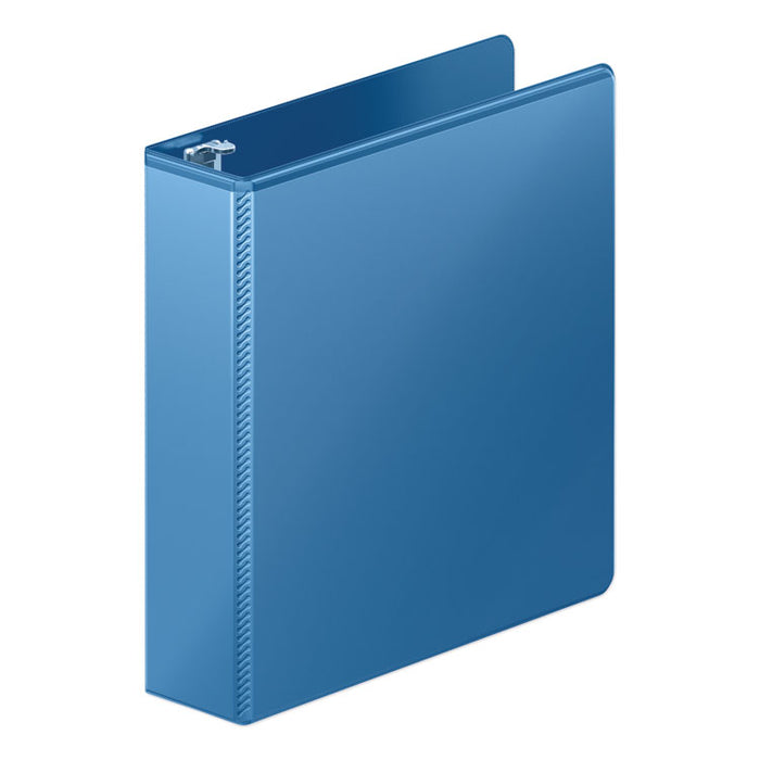 Heavy-Duty Round Ring View Binder with Extra-Durable Hinge, 3 Rings, 2" Capacity, 11 x 8.5, PC Blue