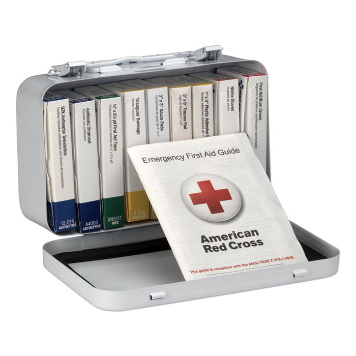 Unitized First Aid Kit for 10 People, 64-Pieces, OSHA/ANSI, Metal Case