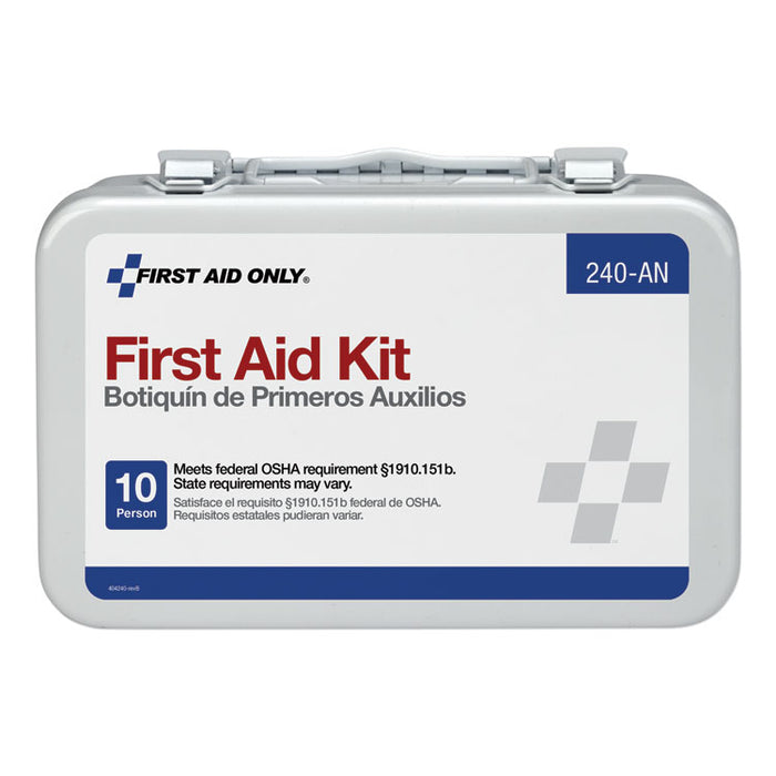Unitized First Aid Kit for 10 People, 64-Pieces, OSHA/ANSI, Metal Case