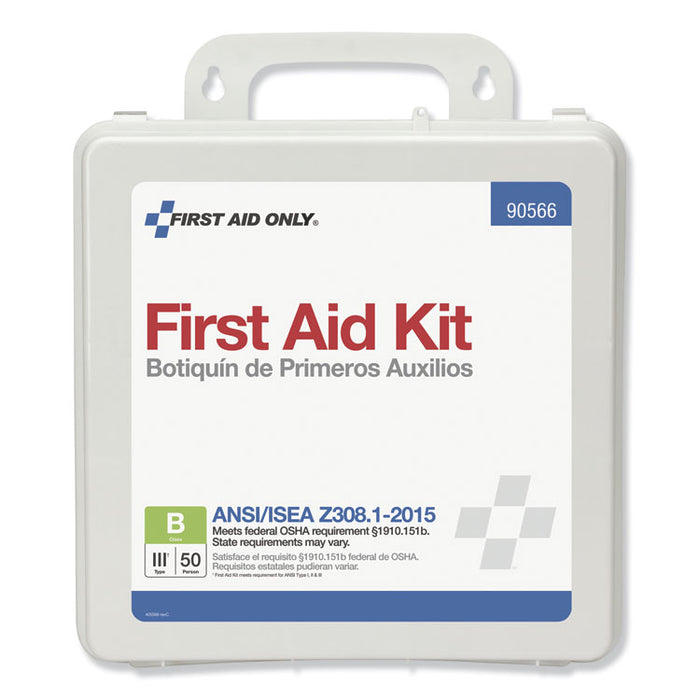 Bulk ANSI 2015 Compliant Class B Type III First Aid Kit for 50 People, 199 Pieces, Plastic Case