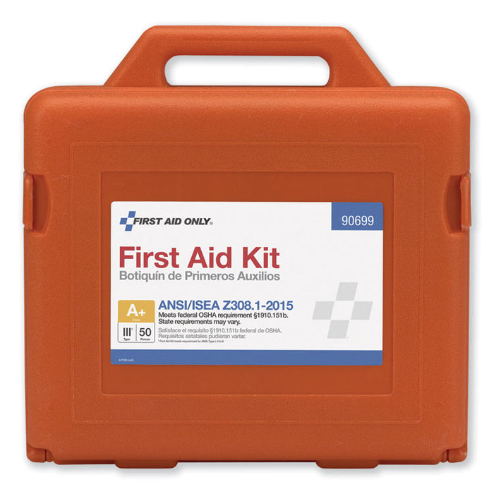 ANSI Class A+ First Aid Kit for 50 People, Weatherproof, 215 Pieces, Plastic Case