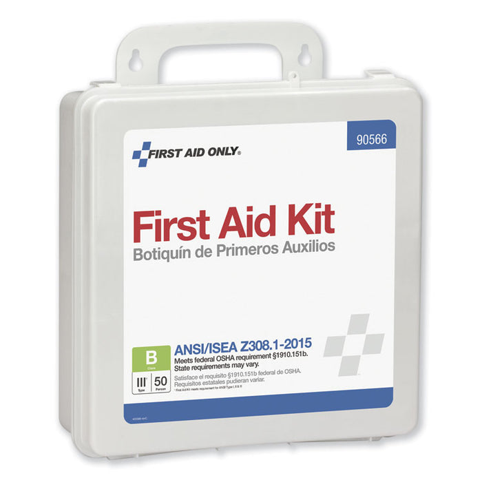 Bulk ANSI 2015 Compliant Class B Type III First Aid Kit for 50 People, 199 Pieces, Plastic Case