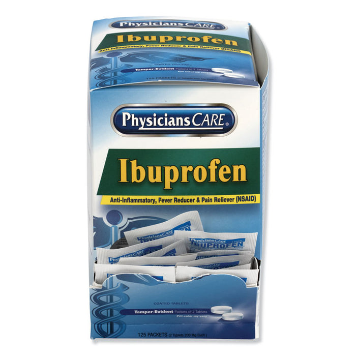 Ibuprofen Pain Reliever, Two-Pack, 125 Packs/Box