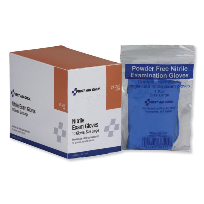 Ambidextrous Non-Sterile Single Use Nitrile Medical Gloves, Large, 10/Box