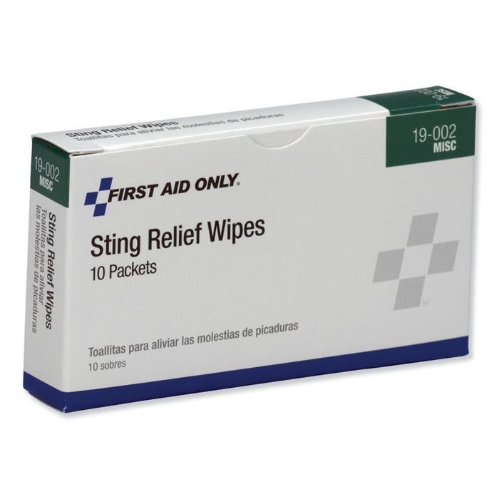 First Aid Sting Relief Pads, 10/Box