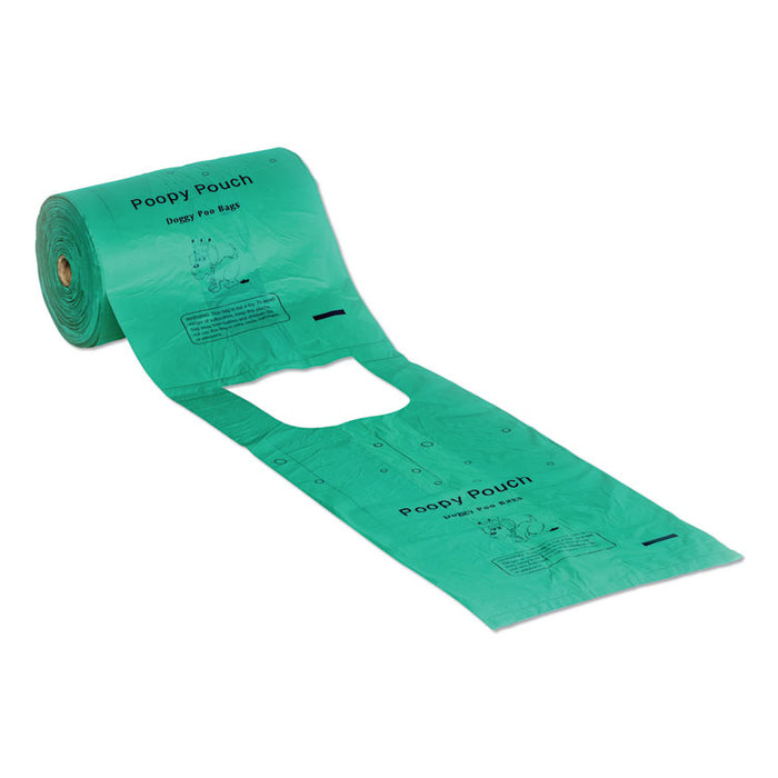 Tie Handle Pet Waste Bags, 14 microns, 7" x 15", Green, 2,400/Carton