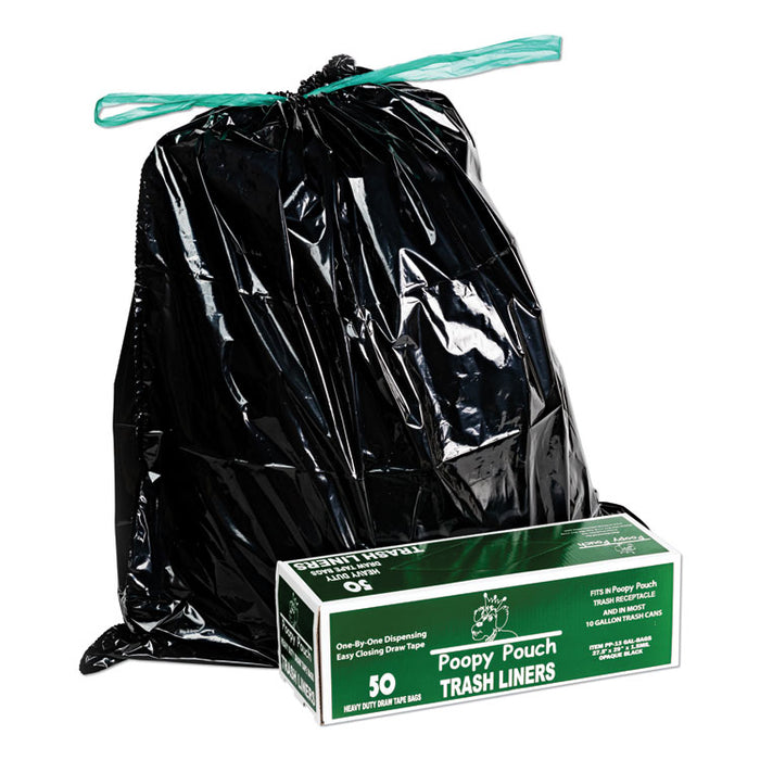 Heavy Duty Trash Liners, 13 gal, 1.5 mil, 27.5" x 29", Black, 50/Box