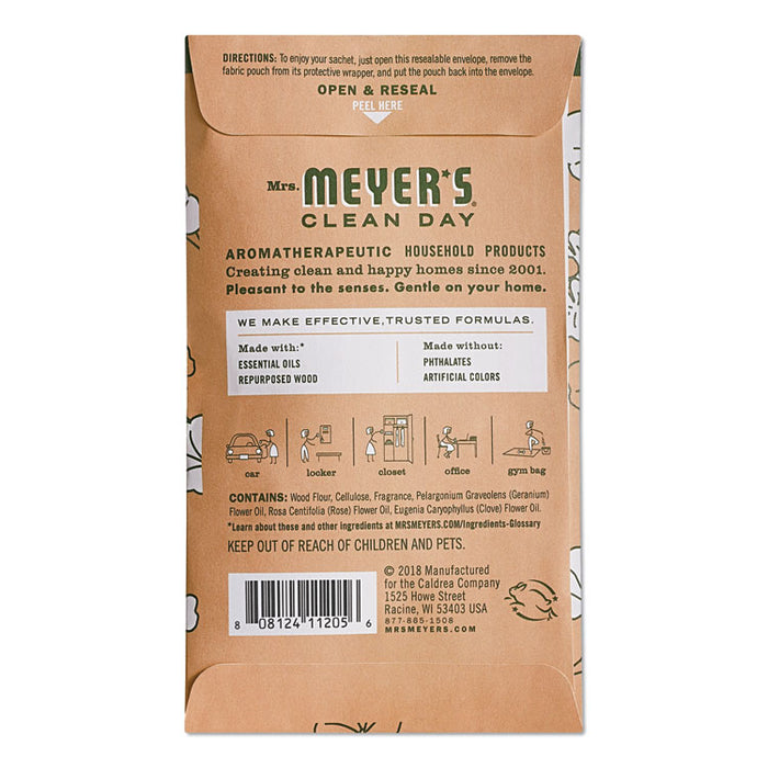 Clean Day Scent Sachets, Geranium, 0.05 lbs Sachet, 18/Carton