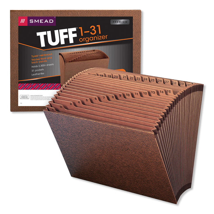 TUFF Expanding Open-Top Stadium File, 31 Sections, 1/31-Cut Tabs, Letter Size, Redrope
