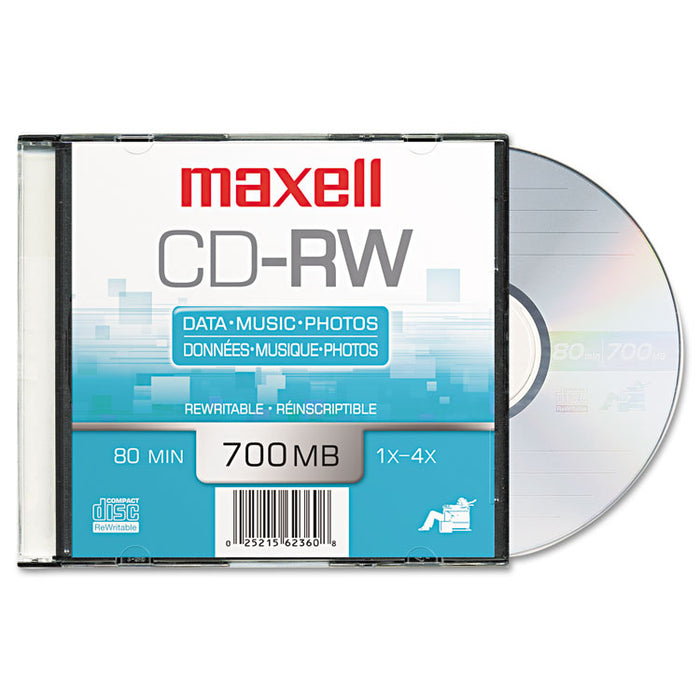 CD-RW Discs, 700MB/80min, 4x, Silver, 10/Pack