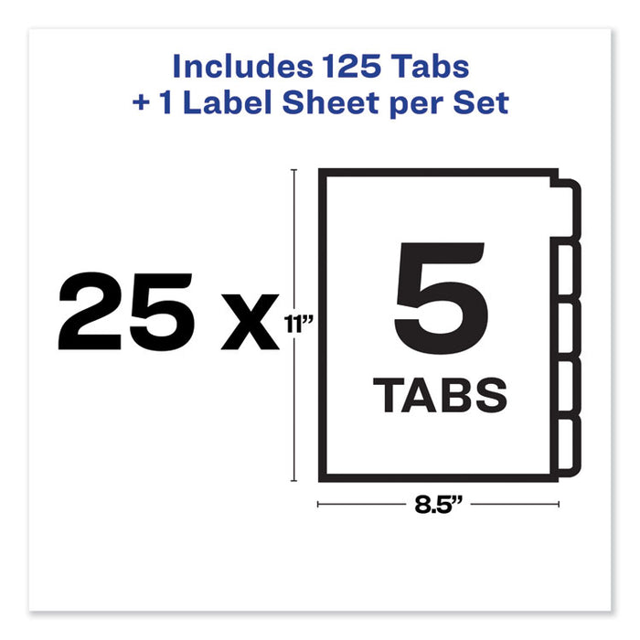 Print and Apply Index Maker Clear Label Unpunched Dividers, 5-Tab, Ltr, 25 Sets