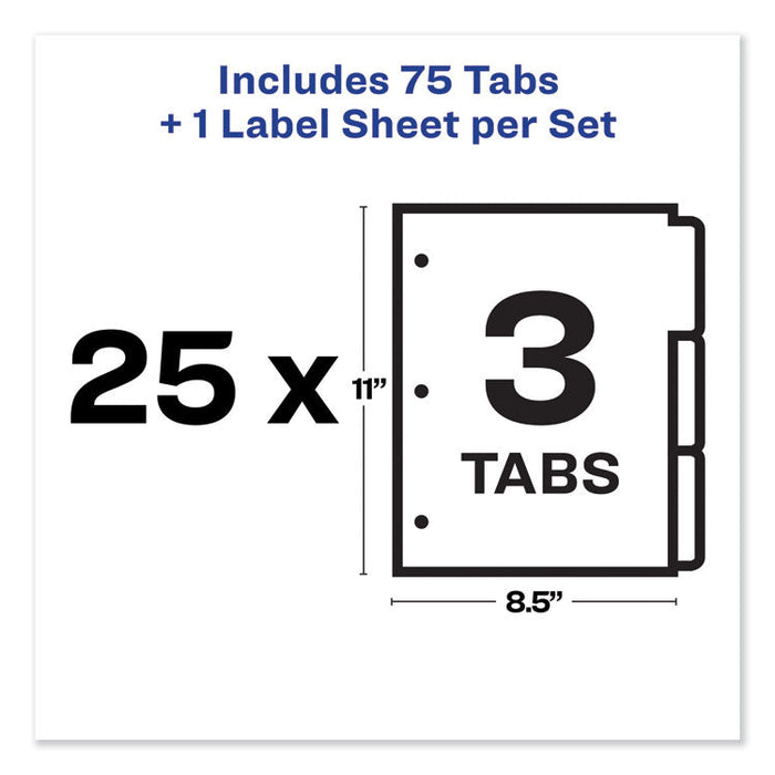 Print and Apply Index Maker Clear Label Dividers, 3 White Tabs, Letter, 25 Sets