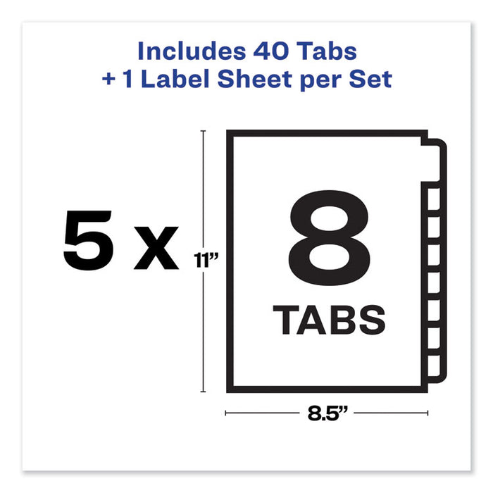 Print and Apply Index Maker Clear Label Unpunched Dividers, 8Tab, Letter, 5 Sets
