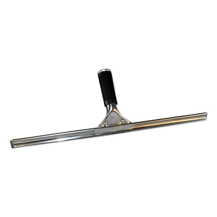 Stainless Steel Window Squeegee, 18" Wide Blade, 3" Rubber Grip Handle