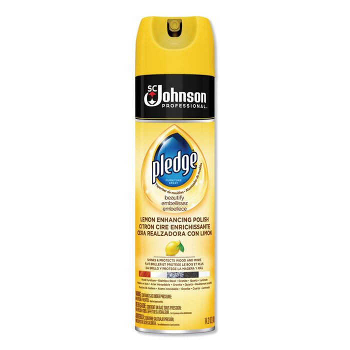 Furniture Polish, Lemon, 14.2 oz, Aerosol, 6/Carton