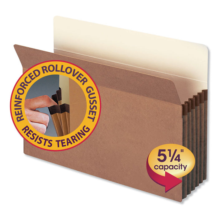 Redrope Drop Front File Pockets, 5.25" Expansion, Legal Size, Redrope, 50/Box