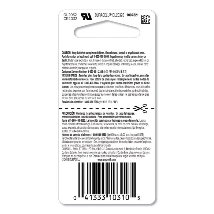 Lithium Coin Batteries With Bitterant, 2032, 6/Box