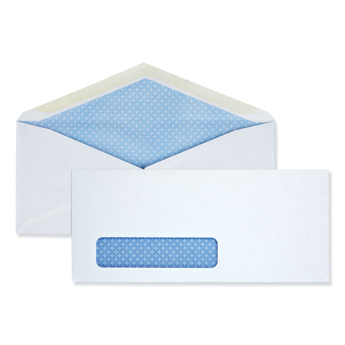 Security Tint Business Envelope, Address Window, #10, Monarch Flap, Gummed Closure, 4.13 x 9.5, White, 500/Box