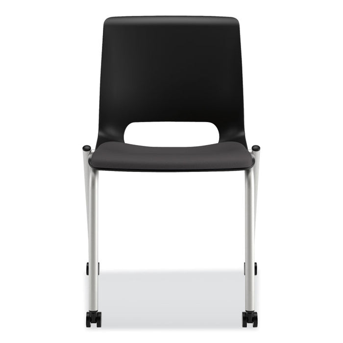 Motivate Four-Leg Stacking Chair, Supports Up to 300 lb, Onyx Seat, Black Back, Platinum Base, 2/Carton