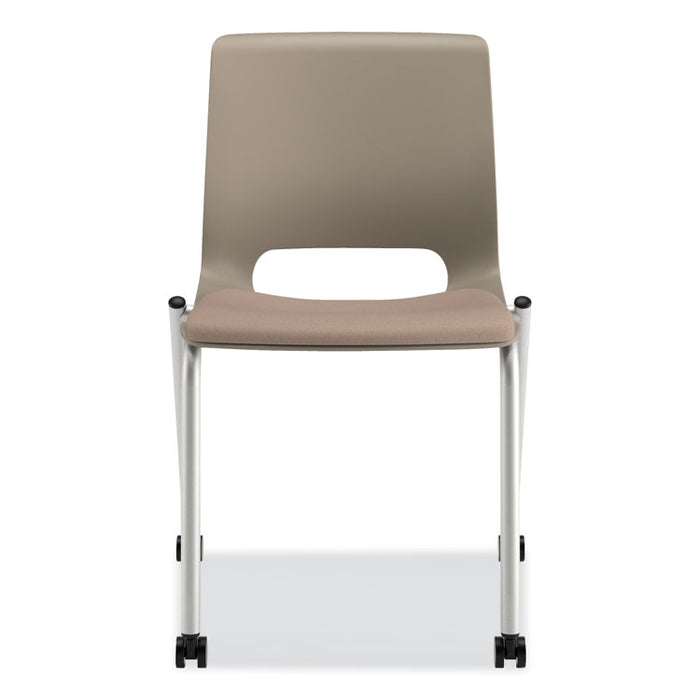 Motivate Four-Leg Stacking Chair, Supports Up to 300 lb, Morel Seat, Shadow Back, Platinum Base, 2/Carton