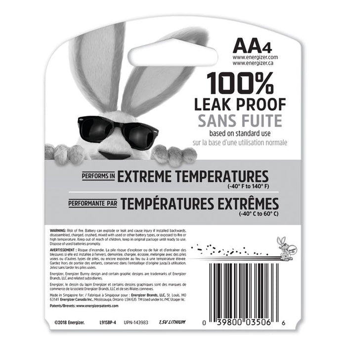 Ultimate Lithium AA Batteries, 1.5 V, 4/Pack