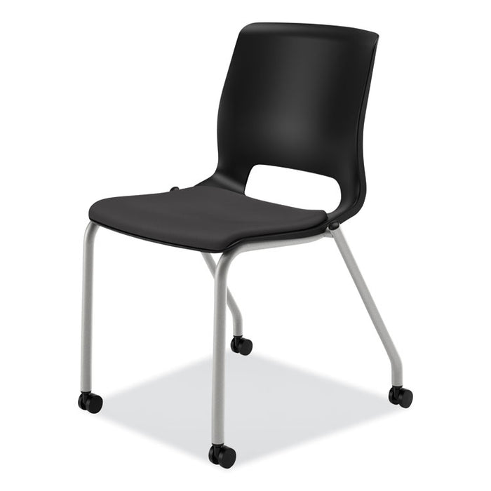 Motivate Four-Leg Stacking Chair, Supports Up to 300 lb, Onyx Seat, Black Back, Platinum Base, 2/Carton