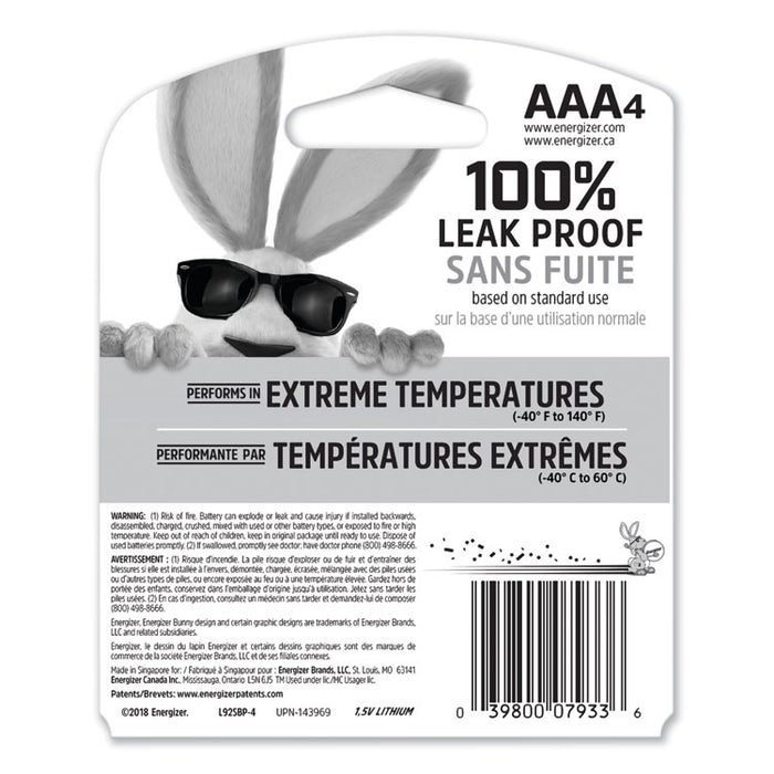 Ultimate Lithium AAA Batteries, 1.5V, 4/Pack