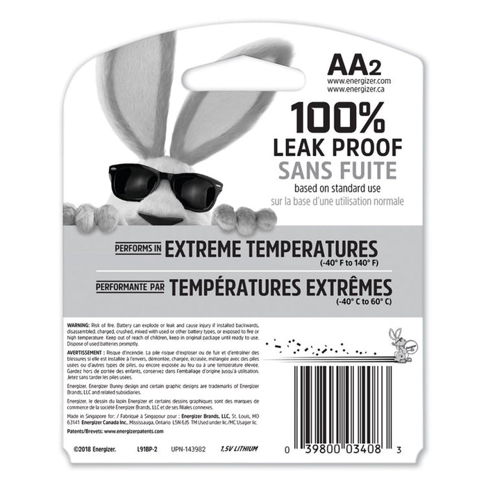 Ultimate Lithium AA Batteries, 1.5V, 2/Pack