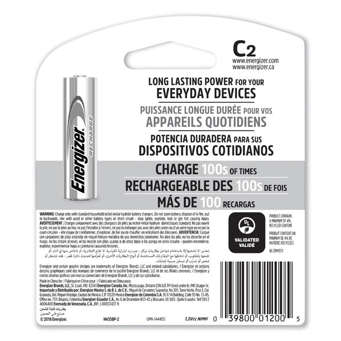 NiMH Rechargeable C Batteries, 1.2 V, 2/Pack