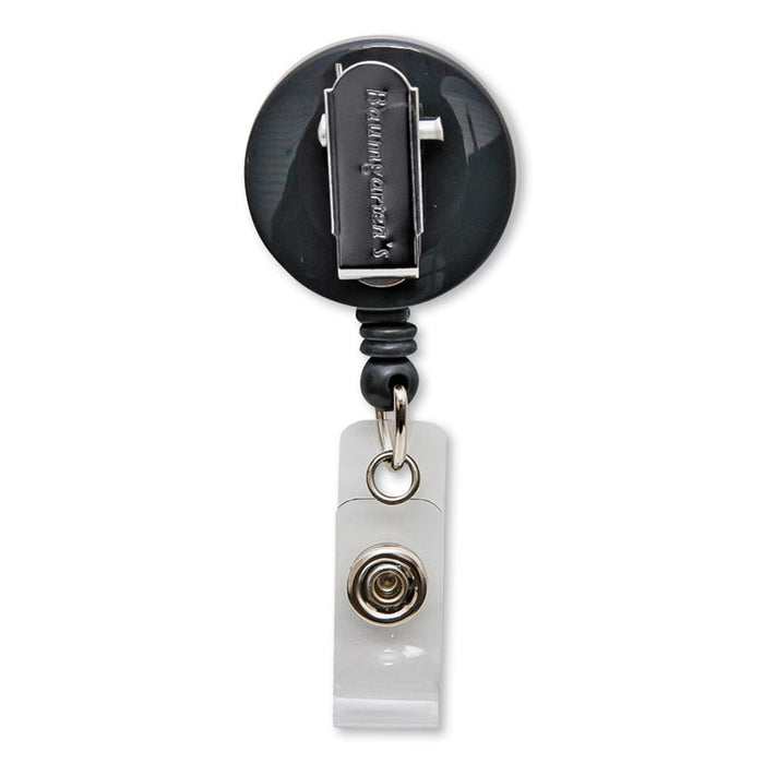 Swivel-Style Spring-Clip ID Card Reel, 30" Extension, Black