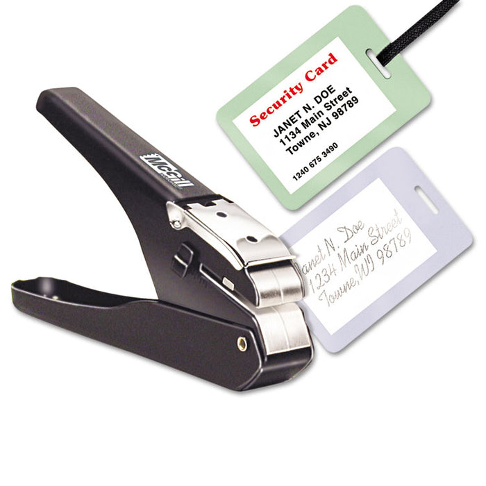 Handheld Badge/Slot Punch, 9/16" x 1/8" Horizontal Slot, Black/Chrome
