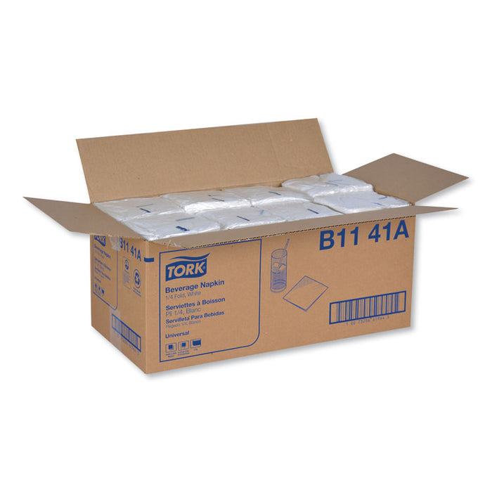 Universal Beverage Napkin, 1-Ply,9.13 x 9.13, 1/4 Fold, Poly-Pack, White, 4000/Carton