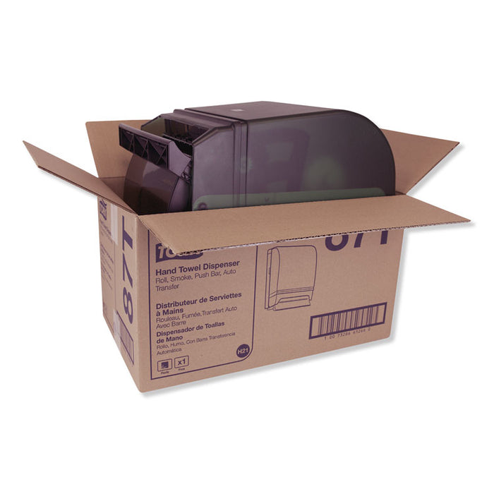 Hand Towel Roll Dispenser Push Bar, 10.5 x 8.75 x 15.75, Smoke/Gray