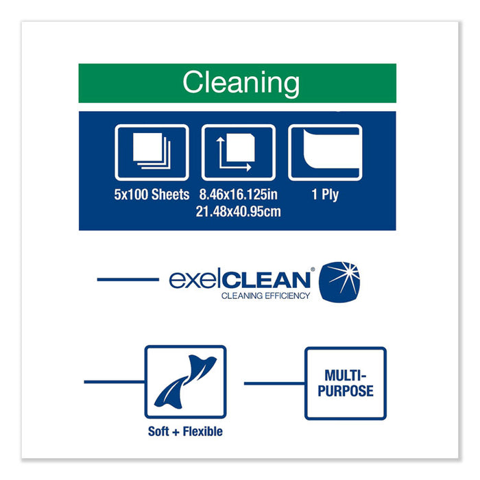 Cleaning Cloth, 8.5 x 16.1, White, 500/Box, 5 Boxes/Carton