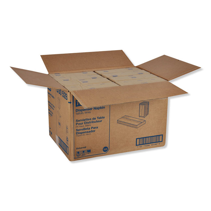 Universal Tall-Fold Dispenser Napkins, 1-Ply, 6" x 13.5", White, 10000/Carton