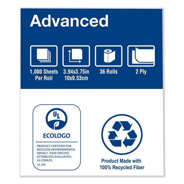Advanced High Capacity Bath Tissue, Septic Safe, 2-Ply, White, 1,000 Sheets/Roll, 36/Carton
