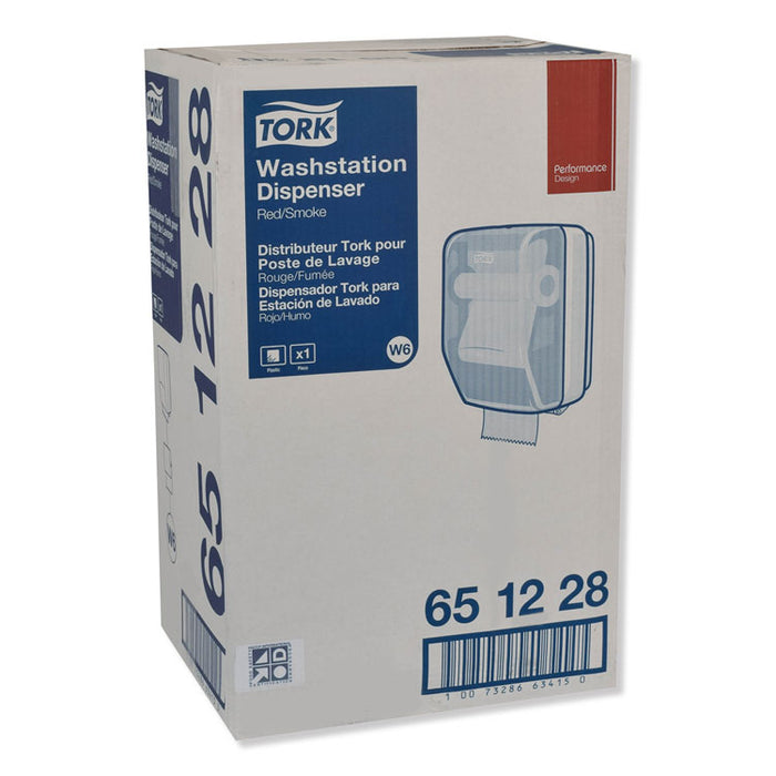 Washstation Dispenser, 12.56 x 10.57 x 18.09, Red/Smoke