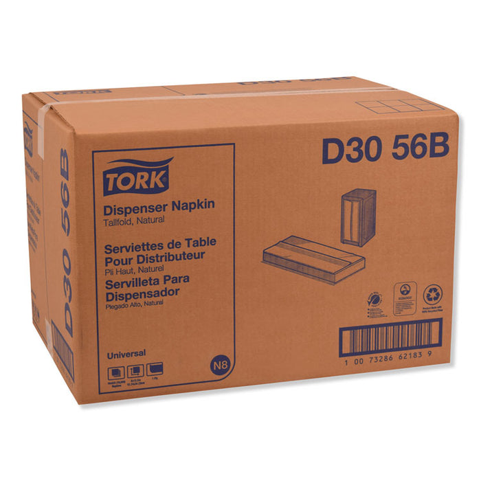 Universal Tall Fold Dispenser Napkins, 1-Ply, 6 x 13.5, Natural, 625/PK, 16PK/CT