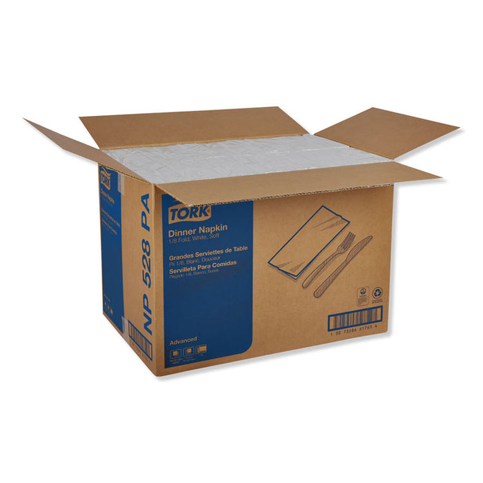 Advanced Dinner Napkins, 2-Ply, 15" x 17", 1/8 Fold, White, 100/PK, 28 PK/CT