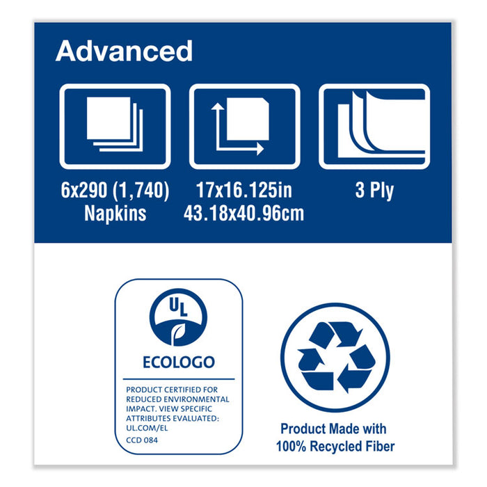 Advanced Dinner Napkin,3-Ply,17" x 16.125",1/8 Fold, White,1740/CT