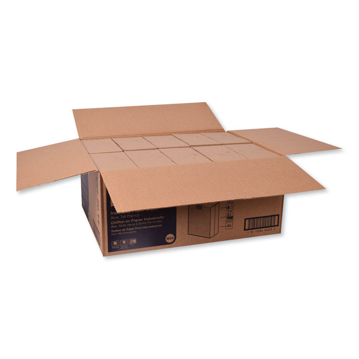 Industrial Paper Wiper, 4-Ply, 8.54 x 16.5, Blue, 90 Towels/Box, 10 Box/Carton