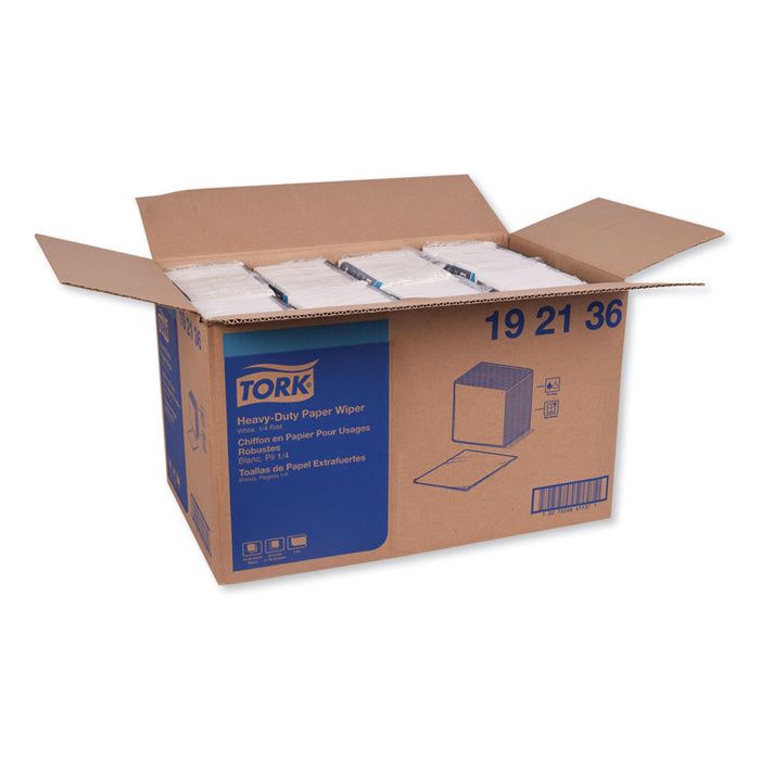 Heavy-Duty Paper Wiper 1/4 Fold, 12.5 x 13, White, 56/Pack, 16 Packs/Carton
