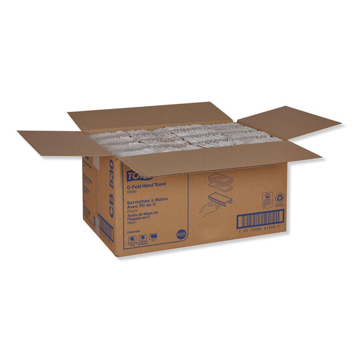 Universal C-Fold Hand Towel, 1-Ply, 10.13 x 12.75, White, 150/Pack, 16 Packs/Carton