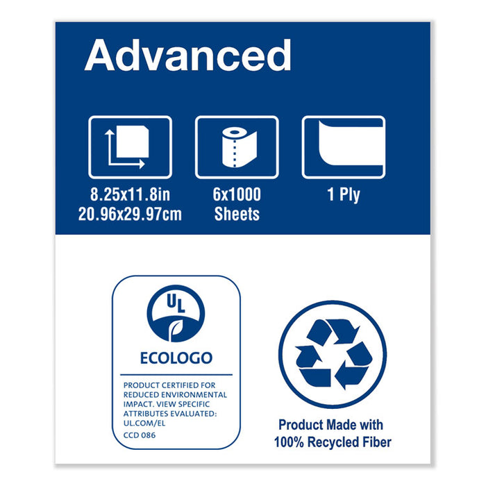 Advanced Centerfeed Hand Towel, 1-Ply, 8.25 x 11.8, White, 1000/Roll, 6/Carton