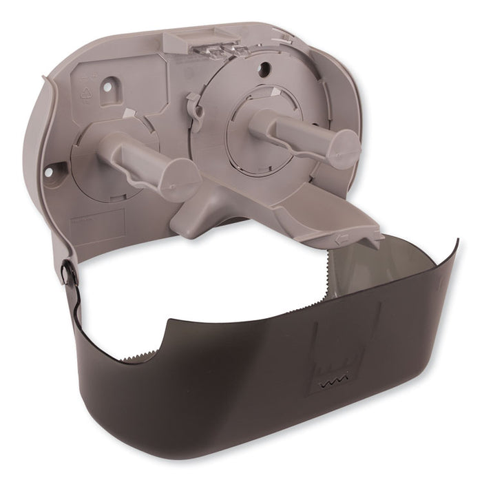 Twin Standard Roll Bath Tissue Dispenser, 12.75 x 5.57 x 8.25, Smoke