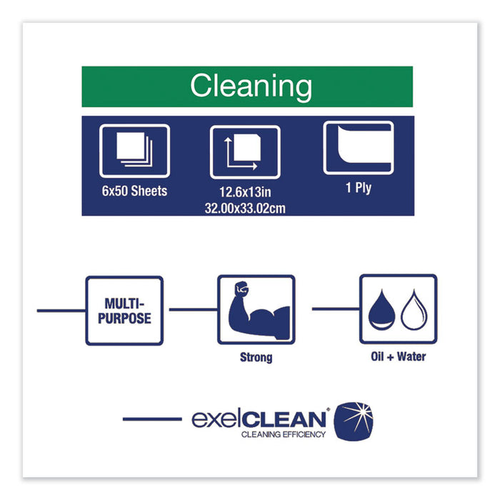 Heavy-Duty Cleaning Cloth, 12.6 x 13, White, 50/Pack, 6 Packs/Carton