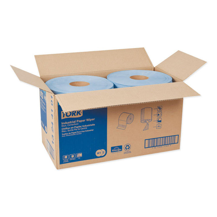 Industrial Paper Wiper, 4-Ply, 11 x 15.75, Blue, 375 Wipes/Roll, 2 Roll/Carton