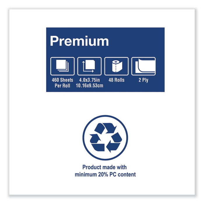 Premium Bath Tissue, Septic Safe, 2-Ply, White, 460 Sheets/Roll, 48 Rolls/Carton